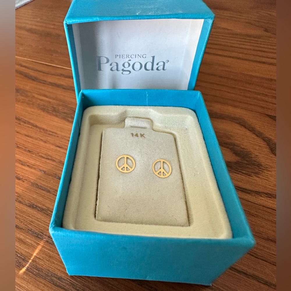 14K Peace Sign kids earrings